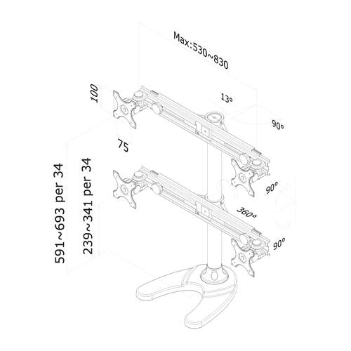 Support de bureau Neomounts FPMA-D700DD4
