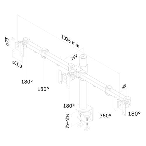 Neomounts FPMA-D960D3 Bras triple pour moniteur