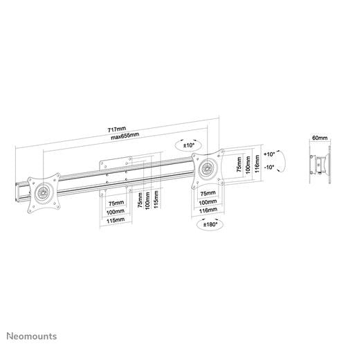 Extension de support à double barre transversale Neomounts
