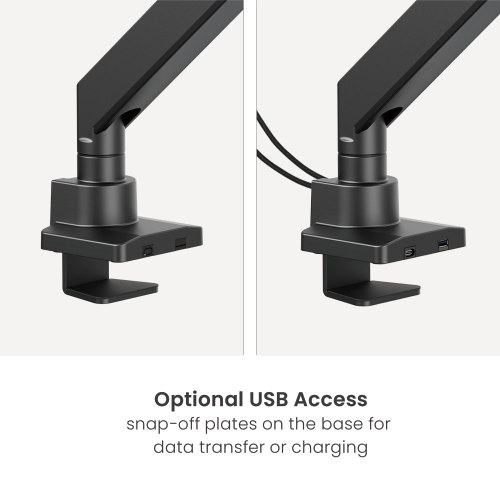 Bras de moniteur super lourd avec vérin à gaz et ports USB-A et USB-C - Max 57 pouces