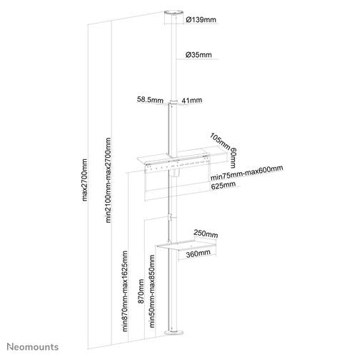 Neomounts FPMA-CF200 argent Support du sol au plafond
