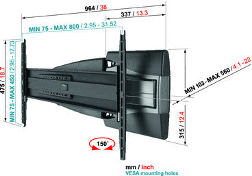 Support mural Vogels EFW 8345 pour écran LCD LED Plasma Motion L