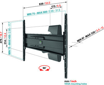 Support mural Vogels EFW 8325 pour écran LCD LED Plasma Motion L