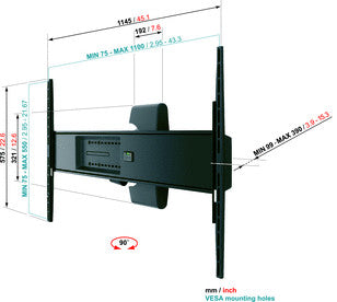 Vogels EFW 8425 support mural LCD LED Plasma Motion XL