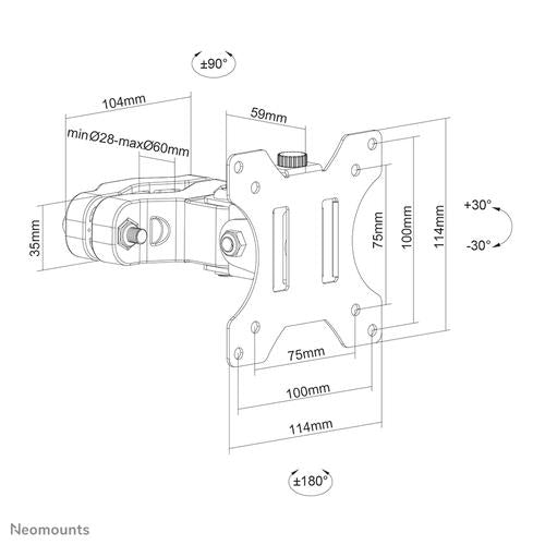Support de poteau TV Neomounts max 60mm