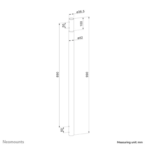 Neomounts ACL25-500BL Tube de rallonge pour support de projecteur plafond - h 89 cm