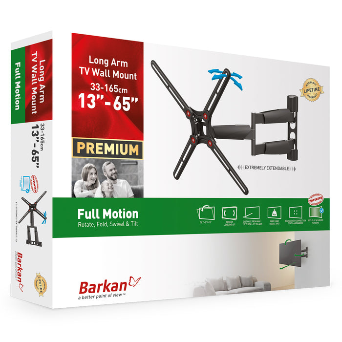 Support mural TV Barkan Super long | 13-65 pouces | Universel | VESA 400x400