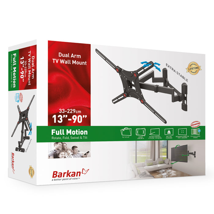 Barkan Supports Support mural TV solide pour montage d'angle | écrans 40 - 90 pouces | VESA 600x400