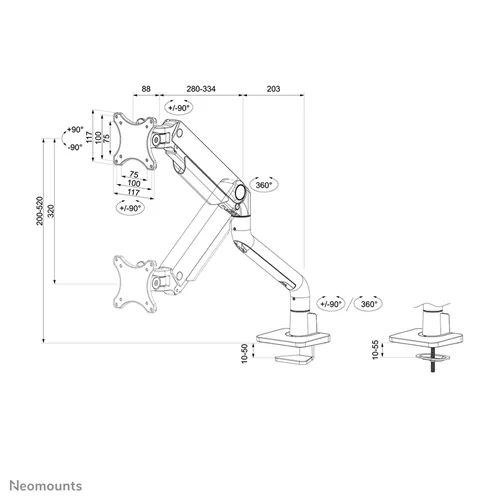 Neomounts DS70S-950BL1 : Le bras de moniteur Full Motion ultime pour 17-49 pouces