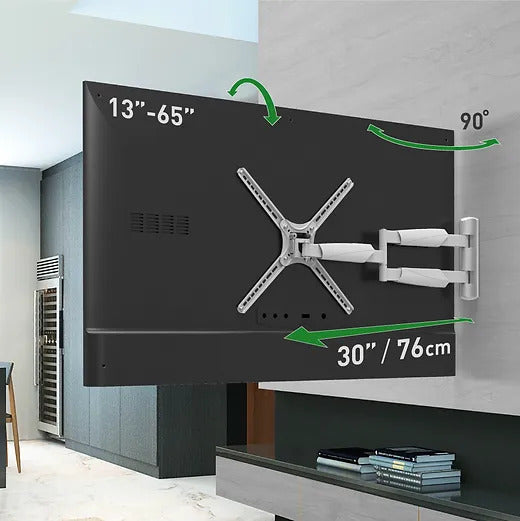 Barkan Supports Support mural extra long pour écrans jusqu'à 65 pouces | VESA 400x400 | Universel | Couleur : blanc