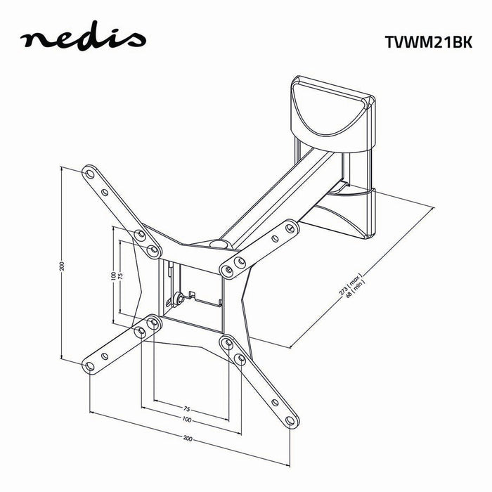 Support mural TV à mouvement complet | 10 - 32" | Max. 30 kg | 2 points d'articulation