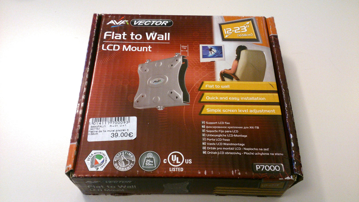 Support mural plat pour TV pour écrans jusqu'à 23" OP=OP