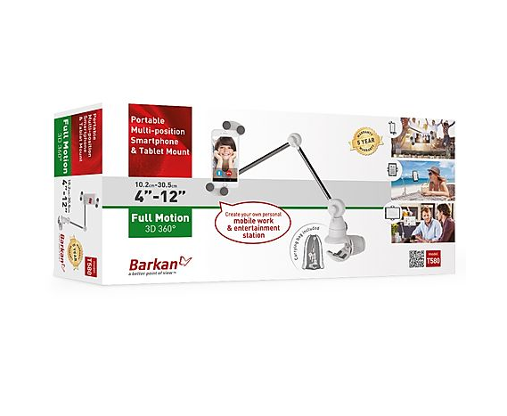 Support flexible pour tablette, montage mural et sur tige. Convient pour iPad, liseuses, tablettes.