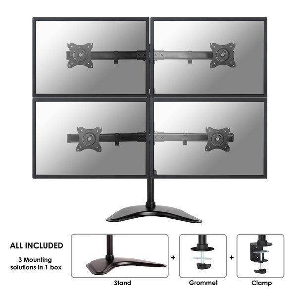 Neomounts D335D4 noir Support de bureau pour quatre écrans