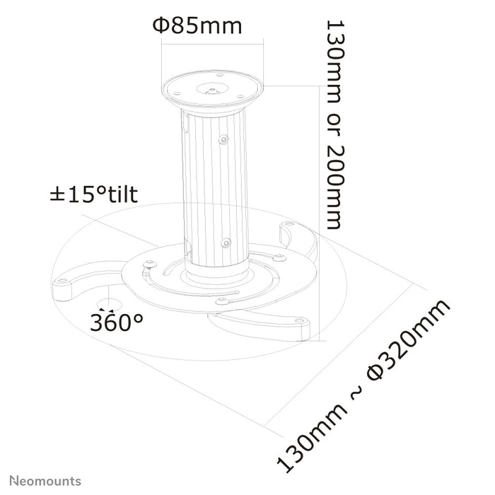 Neomounts Beamer-C80 blanc est un support de plafond universel pour vidéoprojecteurs et projecteurs.