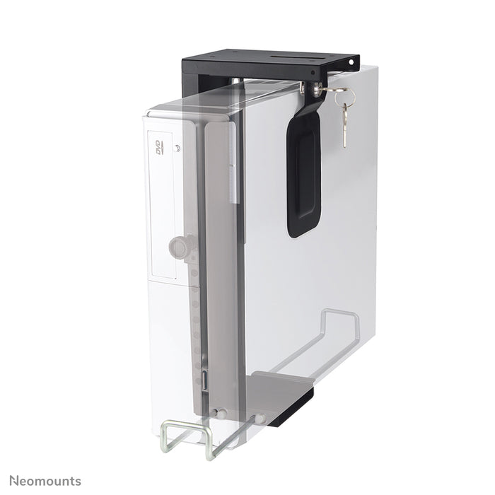 Neomounts CPU-D075 noir/LK est un support qui vous permet de fixer un PC au bureau. Incl. serrure.