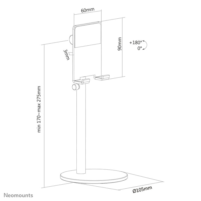 Support de téléphone réglable en hauteur Neomounts - Argenté