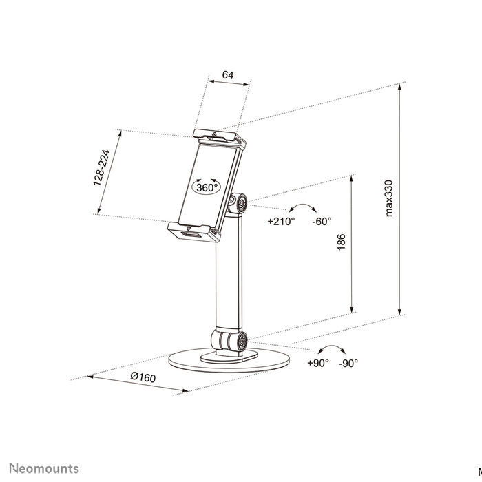 Neomounts DS15-540BL1 support universel pour tablette de 4,7 à 12,9 pouces - tablettes - Noir