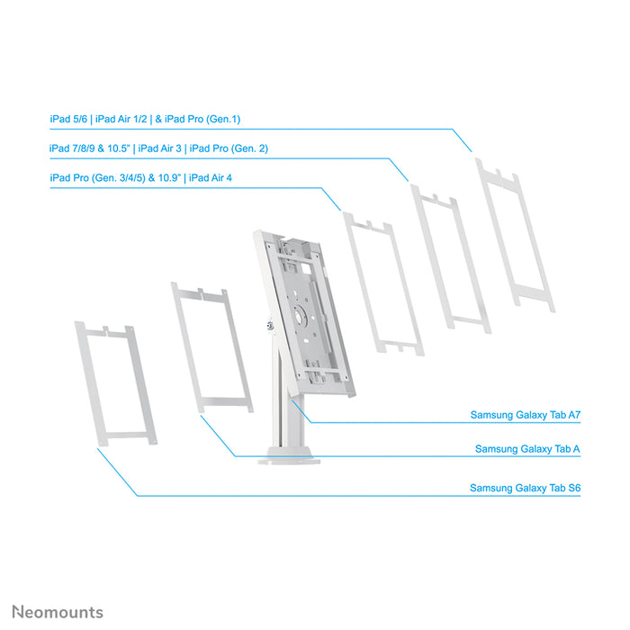 Neomounts DS15-640WH1 support de tablette rotatif pour plateau de table pour tablettes de 9,7 à 11 pouces - Blanc