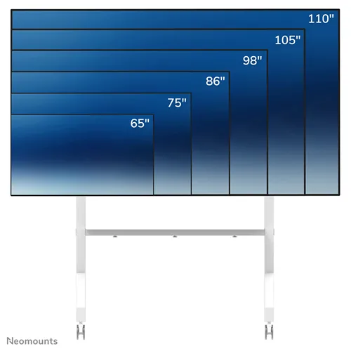 Support de sol mobile Neomounts FL50-575WH1 pour écrans de 65 à 110" - Blanc