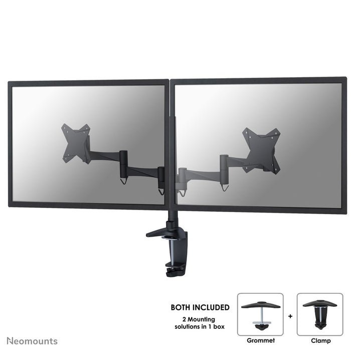 Neomounts FPMA-D1330Dblack est un support de bureau pour 2 écrans plats jusqu'à 27 pouces (69 cm).
