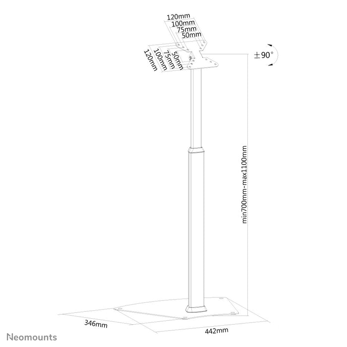 Neomounts FPMA-D1550SILVER est un meuble pour écrans LCD/LED/Plasma jusqu'à 32 pouces (81 cm), réglable en hauteur - Argenté
