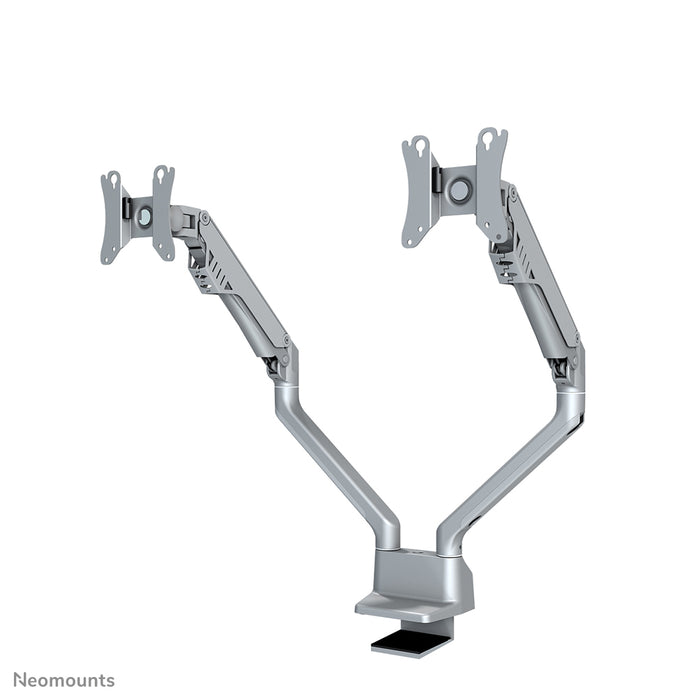 Neomounts FPMA-D750D argent est un support de bureau avec vérin à gaz pour écrans plats jusqu'à 32 pouces (81 cm).