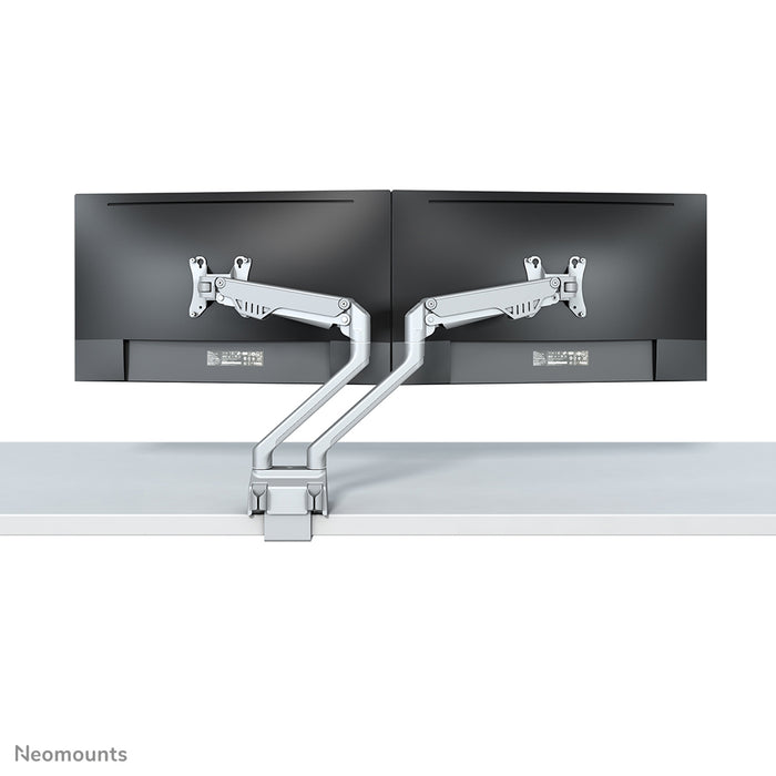 Neomounts FPMA-D750D argent est un support de bureau avec vérin à gaz pour écrans plats jusqu'à 32 pouces (81 cm).
