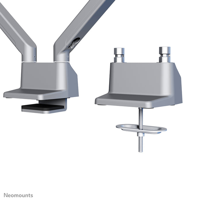 Neomounts FPMA-D750D argent est un support de bureau avec vérin à gaz pour écrans plats jusqu'à 32 pouces (81 cm).