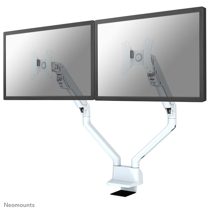 Neomounts FPMA-D750D blanc est un support de bureau avec vérin à gaz pour écrans plats jusqu'à 32 pouces (81 cm).