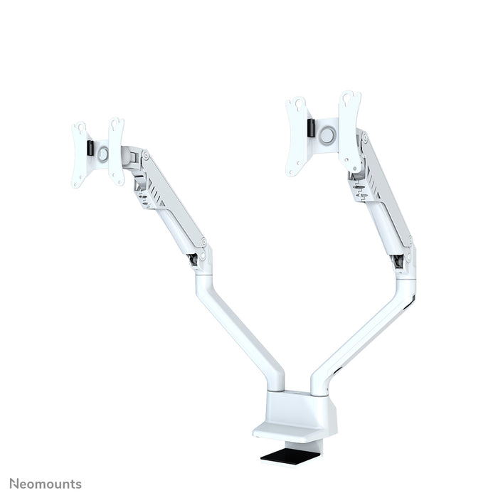 Neomounts FPMA-D750D blanc est un support de bureau avec vérin à gaz pour écrans plats jusqu'à 32 pouces (81 cm).