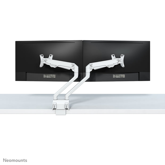 Neomounts FPMA-D750D blanc est un support de bureau avec vérin à gaz pour écrans plats jusqu'à 32 pouces (81 cm).