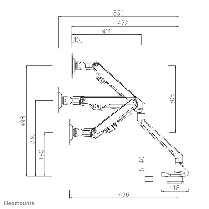 Neomounts FPMA-D750 argent est un support de bureau avec vérin à gaz pour écrans plats jusqu'à 32 pouces (81 cm).