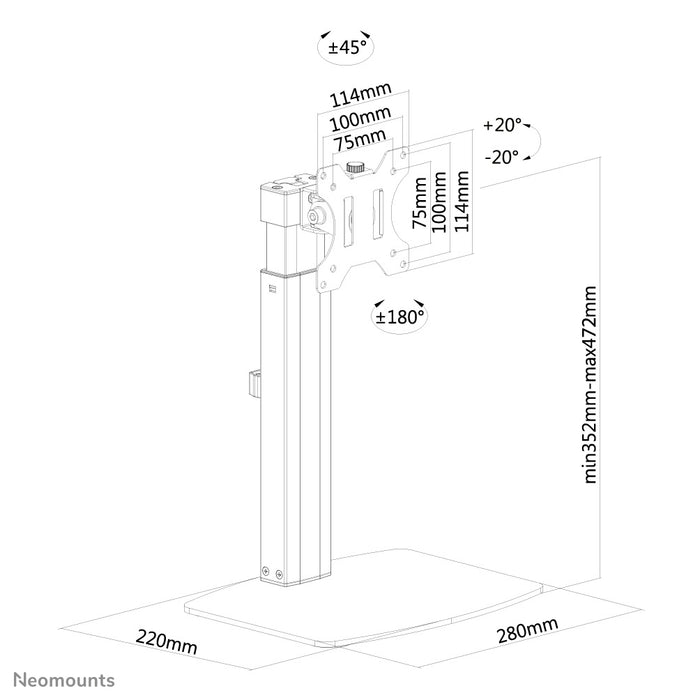 Neomounts FPMA-D865 noir est un support de bureau pour écrans plats jusqu'à 32 pouces (81 cm).