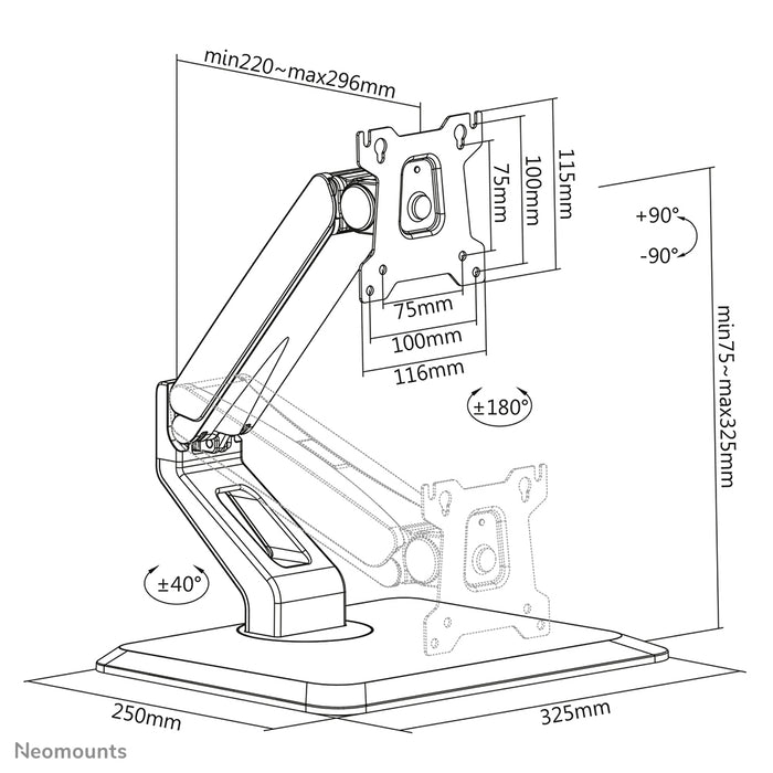 Neomounts FPMA-D885 noir est un support de bureau pour écrans plats jusqu'à 32 pouces (81 cm)