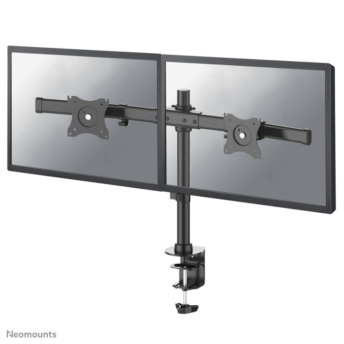 Neomounts FPMA-DCB100D noir est un support de bureau à barre transversale pour 2 écrans plats jusqu'à 27 pouces (69 cm).