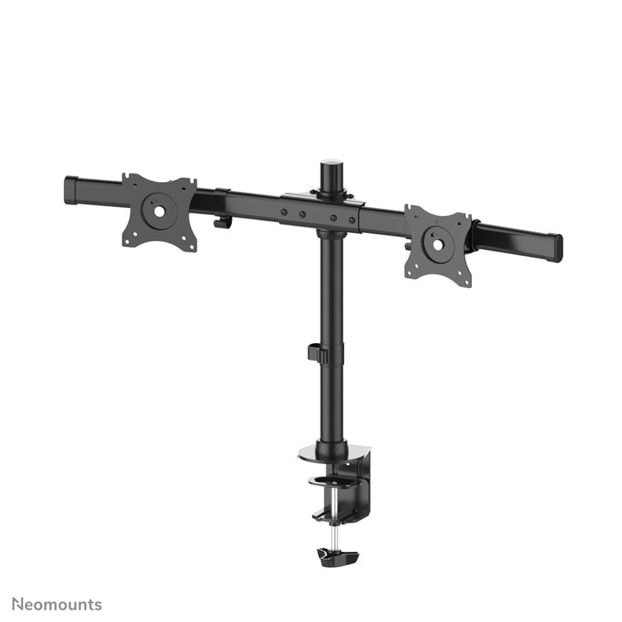 Neomounts FPMA-DCB100D noir est un support de bureau à barre transversale pour 2 écrans plats jusqu'à 27 pouces (69 cm).