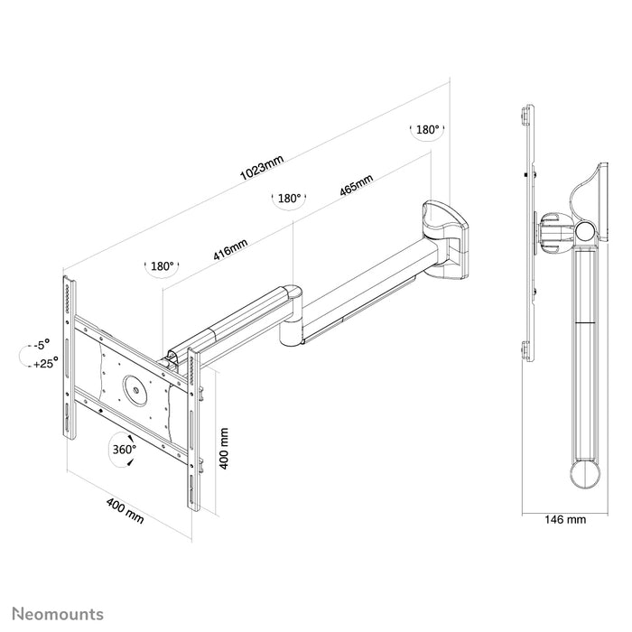 Neomounts FPMA-HAW050 est un support mural médical pour écran plat jusqu'à 40 pouces (102 cm).