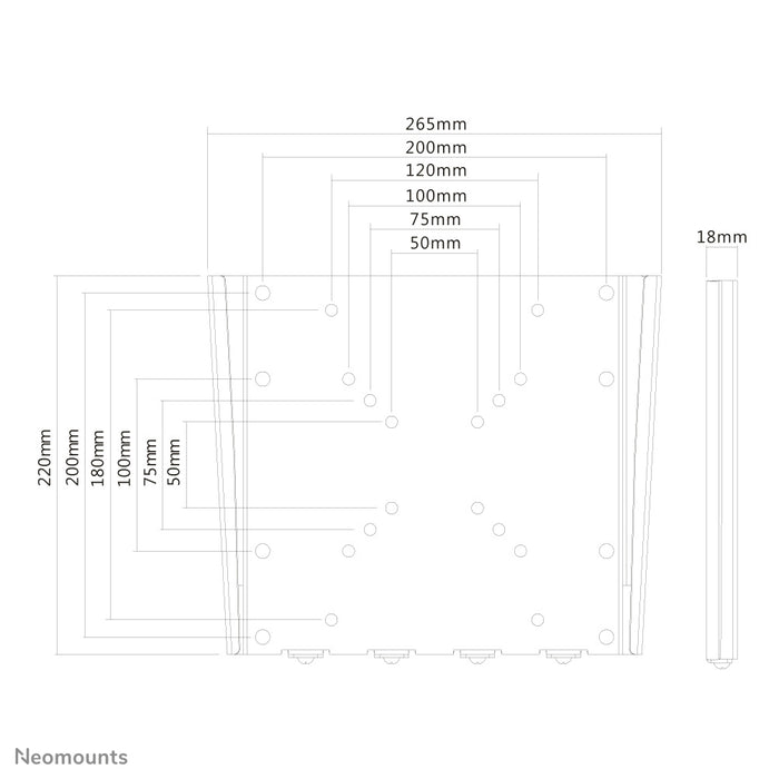 Neomounts FPMA-W110 noir est un support mural plat pour écrans plats jusqu'à 40 pouces (102 cm).