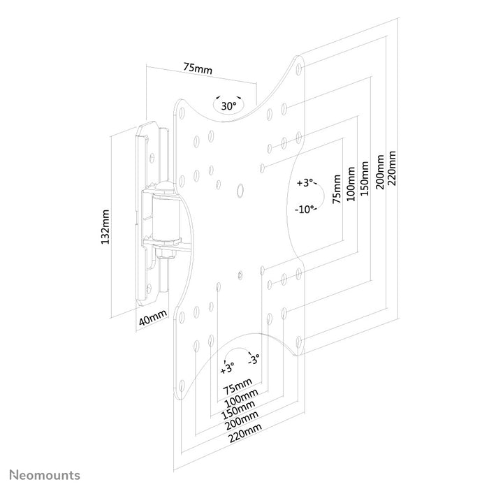 Neomounts FPMA-W115 noir est un support mural inclinable et pivotant pour écrans plats jusqu'à 40 pouces (102 cm).