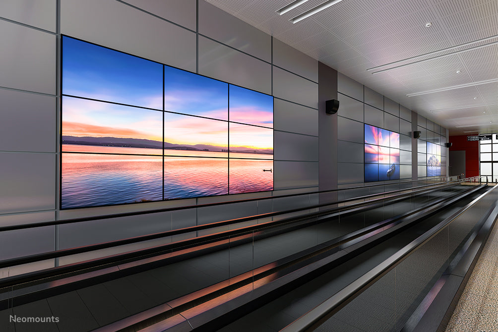 Neomounts LED-VW2500 zwart1 est un support mural plat pour mur vidéo pour écrans jusqu'à 75 pouces (191 cm), pour montage horizontal et vertical - Noir