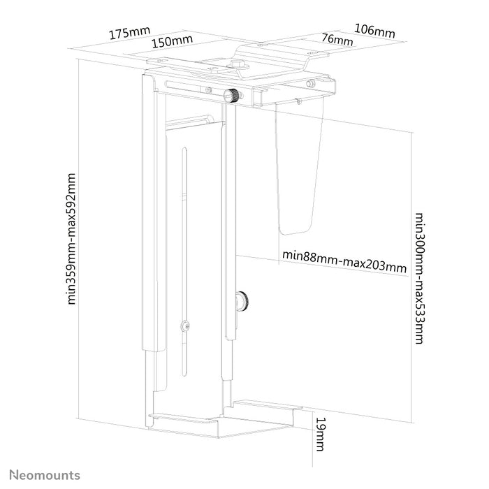 Neomounts NM-CPU100 noir est un support qui vous permet de fixer un PC ou un client léger au bureau.