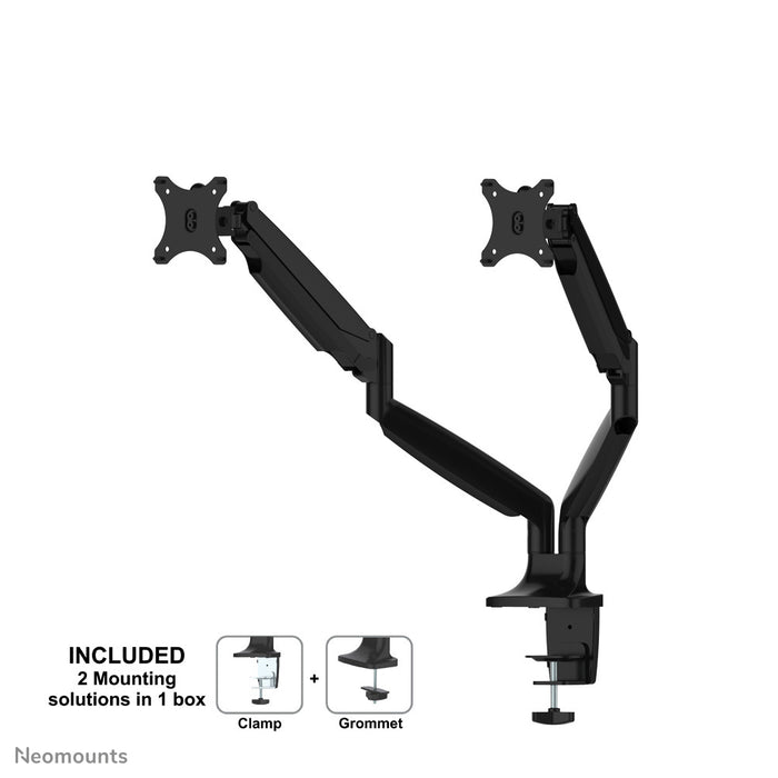 Neomounts NM-D750D noir est un support de bureau avec vérin à gaz pour écrans plats jusqu'à 32 pouces (82 cm).