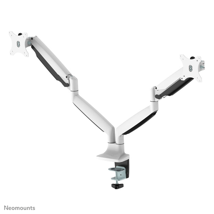 Neomounts NM-D750D blanc est un support de bureau à gaz pour deux écrans plats jusqu'à 32 pouces (82 cm).