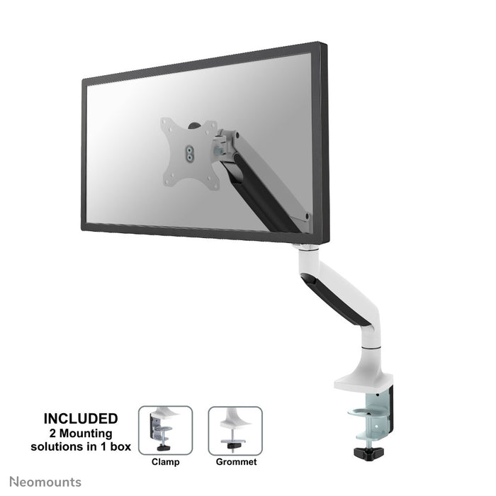 Neomounts NM-D750 blanc est un support de bureau avec vérin à gaz pour écrans plats jusqu'à 32 pouces (82 cm).