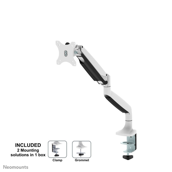 Neomounts NM-D750 blanc est un support de bureau avec vérin à gaz pour écrans plats jusqu'à 32 pouces (82 cm).
