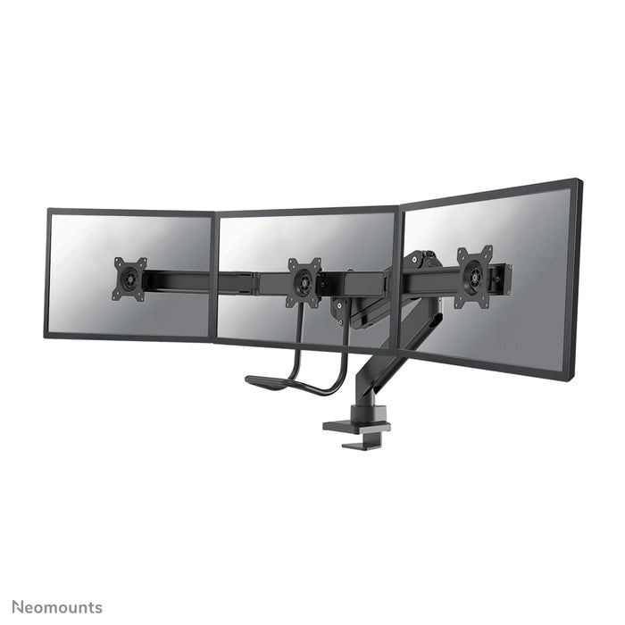 Neomounts NM-D775DX3 noir est un support de bureau à vérin à gaz avec barre transversale et levier pour écrans plats jusqu'à 27 pouces (68,6 cm).