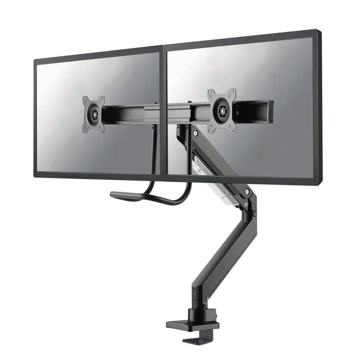 Neomounts NM-D775DX noir est un support de bureau à vérin à gaz avec barre transversale et levier pour écrans plats jusqu'à 32 pouces (81 cm).
