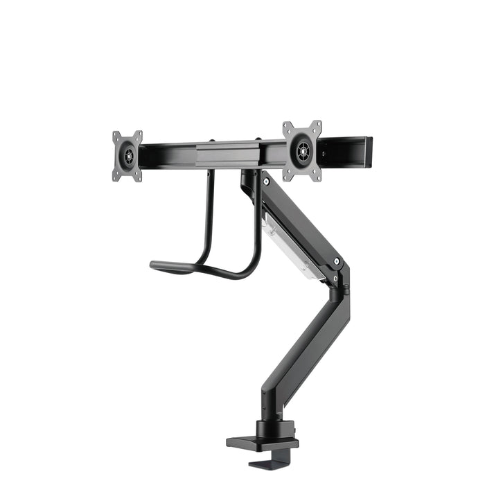 Neomounts NM-D775DX noir est un support de bureau à vérin à gaz avec barre transversale et levier pour écrans plats jusqu'à 32 pouces (81 cm).