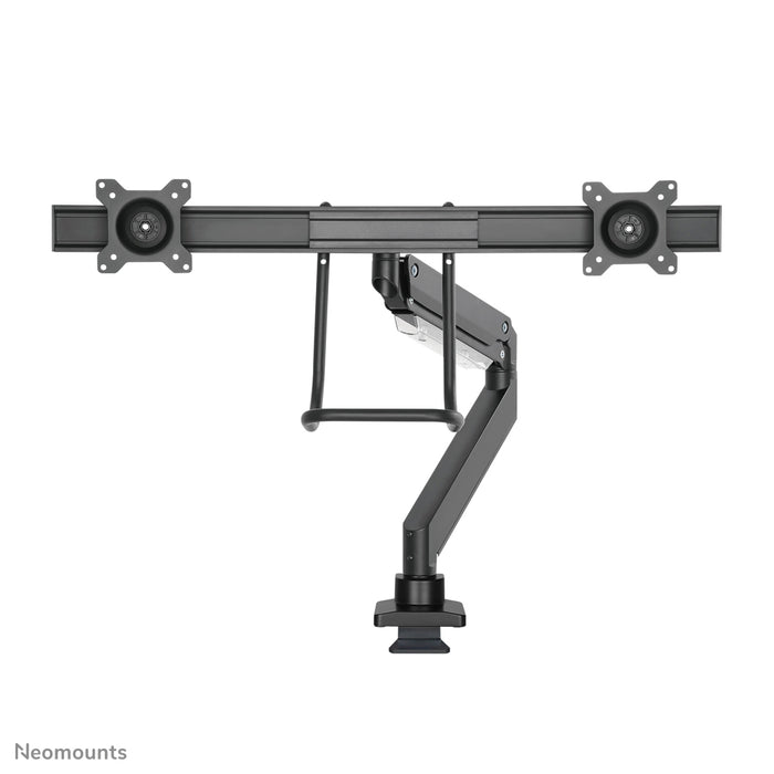 Neomounts NM-D775DX noir est un support de bureau à vérin à gaz avec barre transversale et levier pour écrans plats jusqu'à 32 pouces (81 cm).